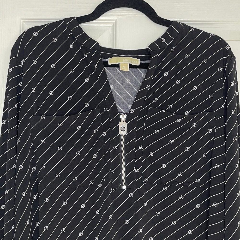 Michael Kors Black and White Patterned Top